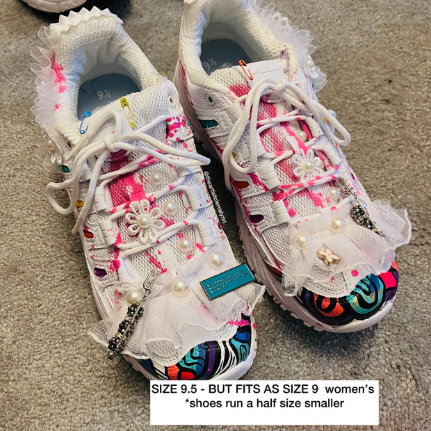 Size 9.5 FITS LIKE 9 -  Women’s White  Statement Sneakers