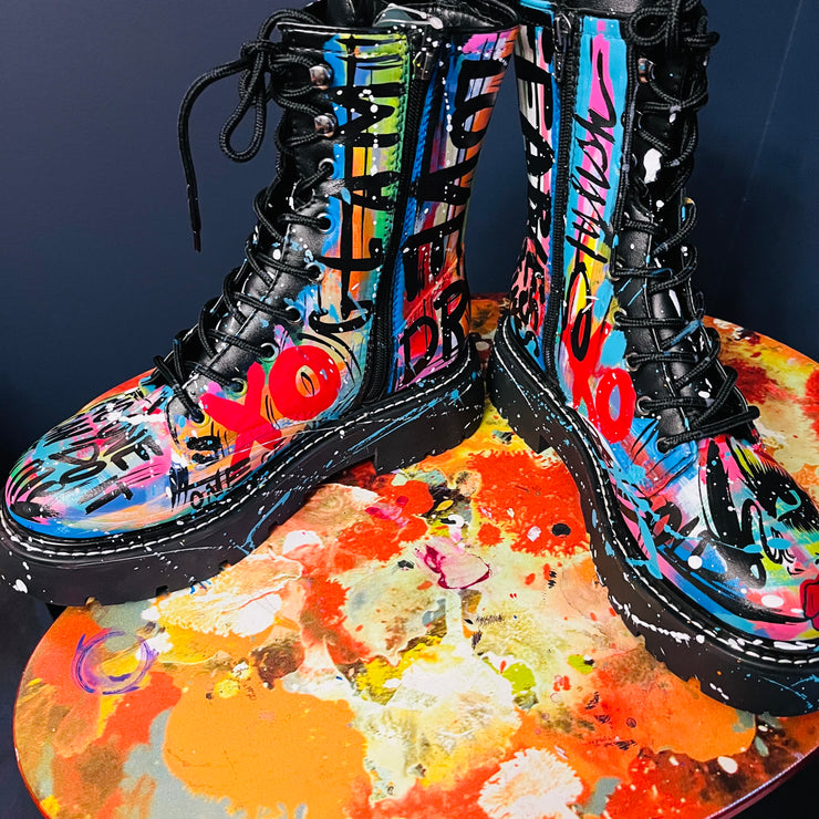 Size 9.5 Colorful Graffiti Boot