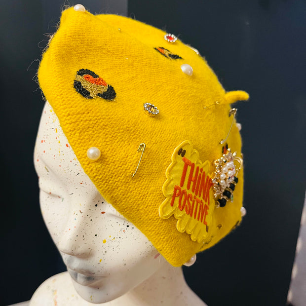 Yellow ‘Think Positive’ Beret