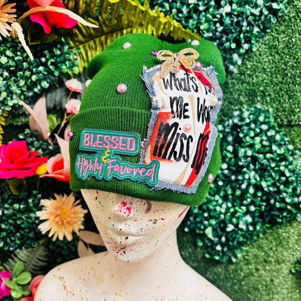 Green What’s For Me Won’t Miss Me  Beanie- No Lining Inside