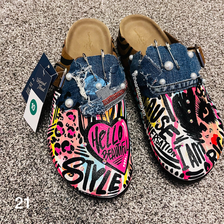 Size 10 Women’s Hand painted Clogs #21