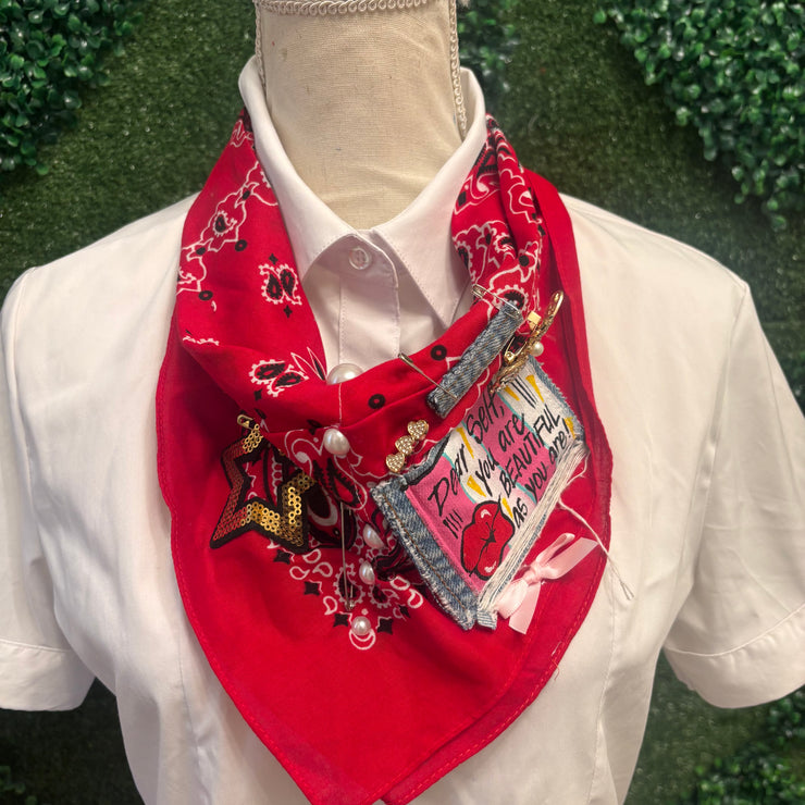 SALE! Bold Bandanna- Red Dear Self, You Are Enough As You Are.
