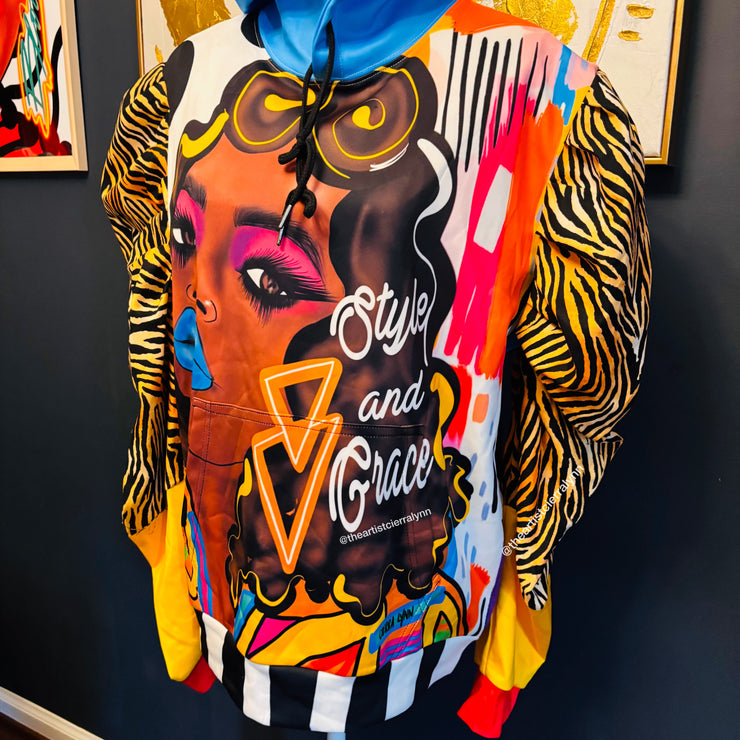 1 of 1  MEN’S  FIT SMALL: Style and Grace Puff Sleeve Hoodie