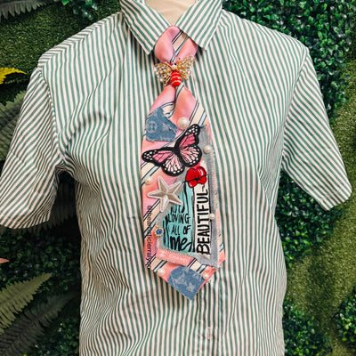 Pink Loving All Of Me Upcycled Empowerment Tie