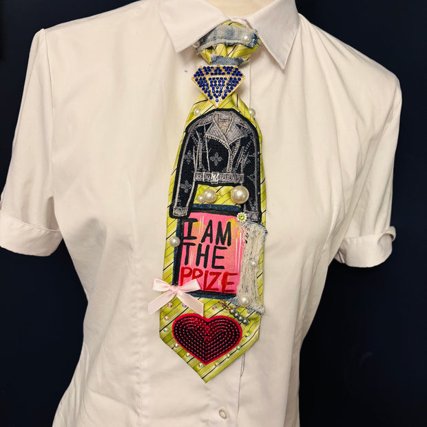 I Am The Prize Upcycled Tie