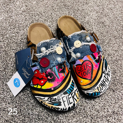 Size 7.5 Women’s Hand painted Clogs #25