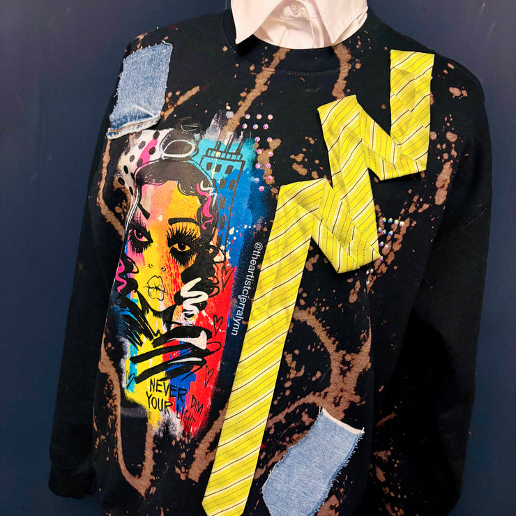 1 of 1 Hand painted - Unisex Fit MEDIUM: Never Dim Your Light Sweatshirt