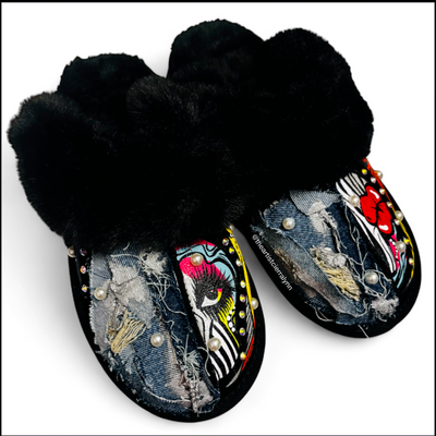 Size 7:  Statement Slippers w/ Denim