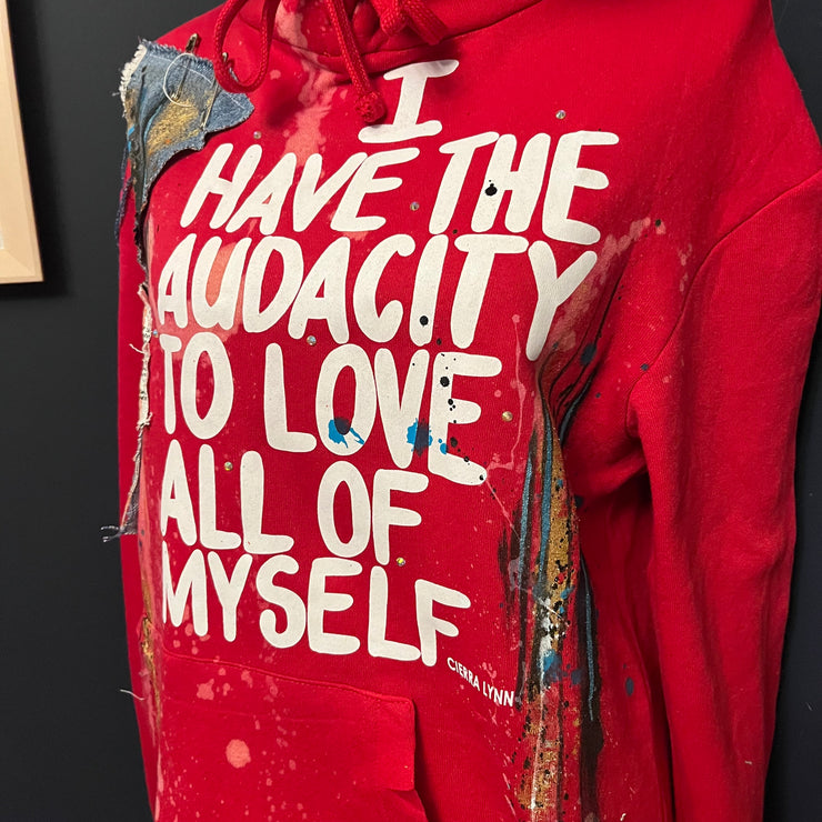 MEDIUM UNISEX FIT- Red 1 of 1-I Have The Audacity To Love All Of Myself  Hoodie