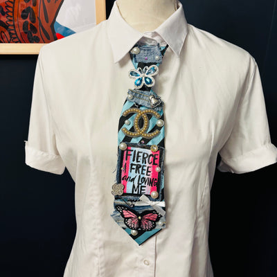 Fierce Free and Loving Me  Upcycled Tie