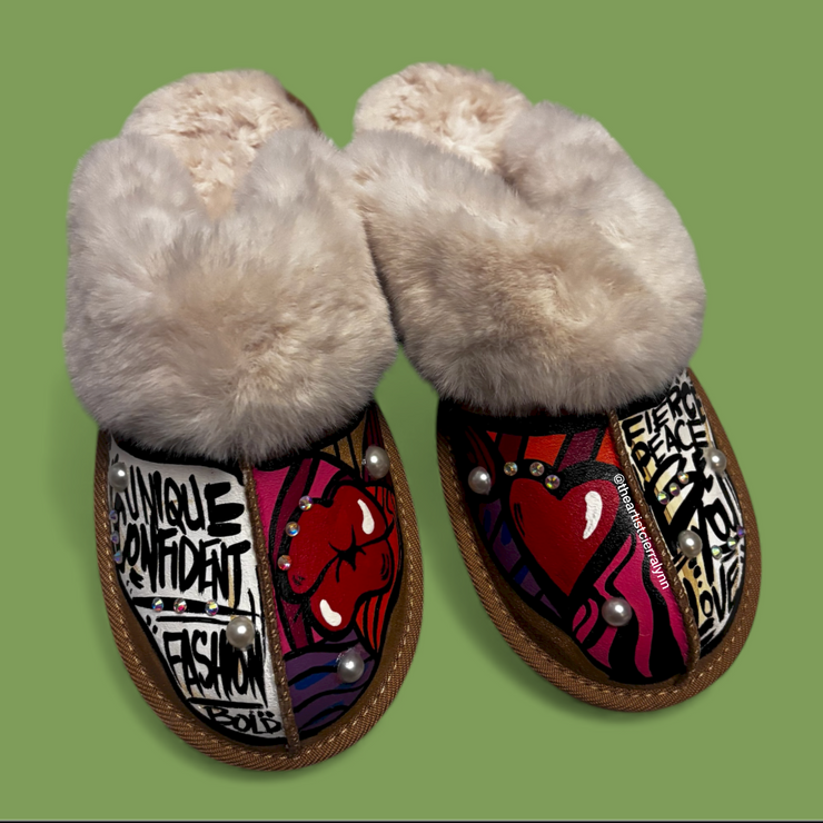 Size 9: Tan Statement Slippers