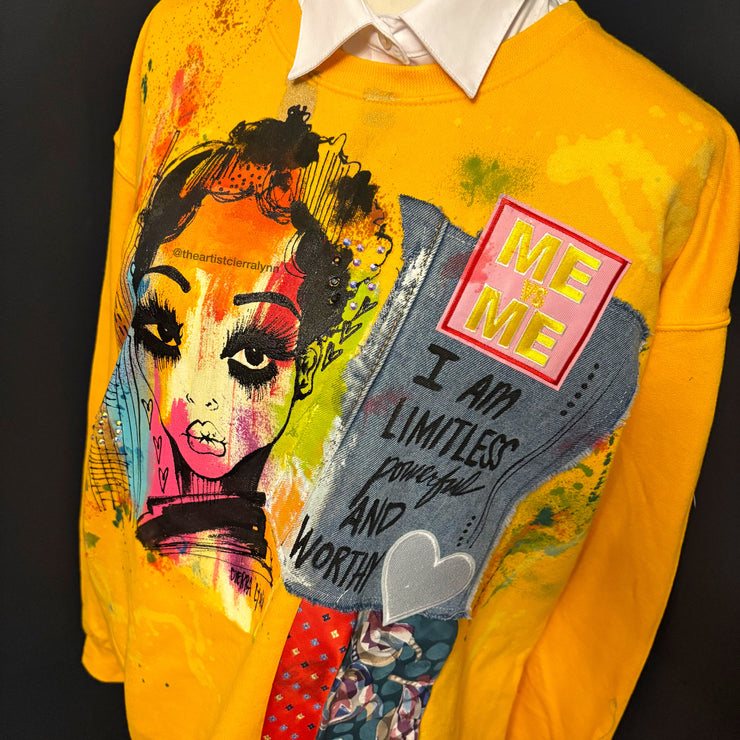 1 of 1 Hand painted - Unisex Fit LARGE-  Me Vs. Me Sweatshirt