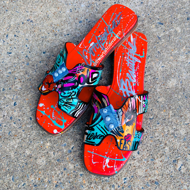 Size 8.5: Orange Statement Slides Bold Style