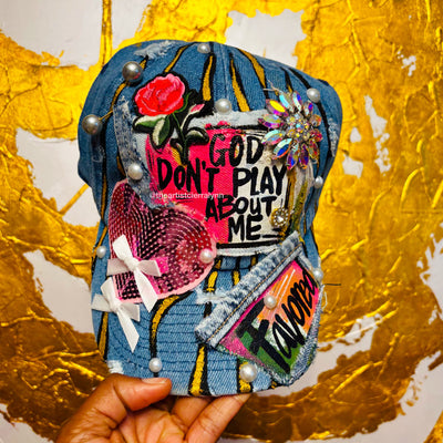 Denim God Don’t Play About Me Cap