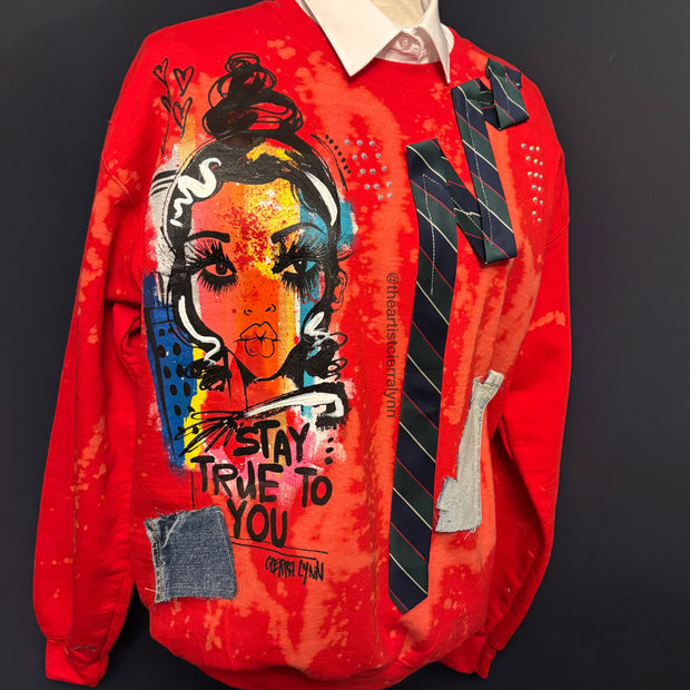 1 of 1 Hand painted - Unisex Fit MEDIUM-  Stay True To You Sweatshirt