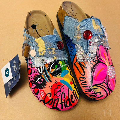 Size 9 Women’s Hand painted Clogs #14