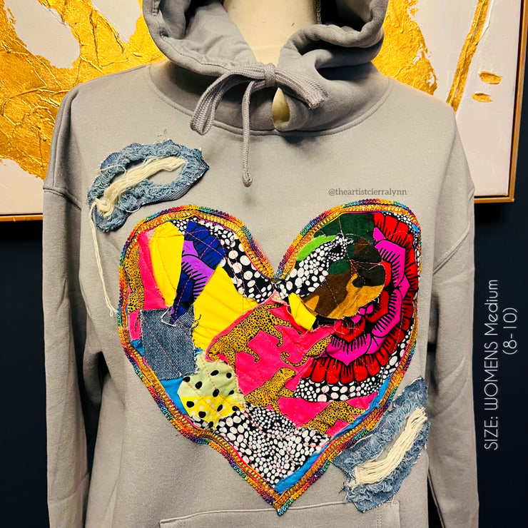 Relaxed Fit Women’s Size - Gray Medium  (8-10)  Heart  Hoodie