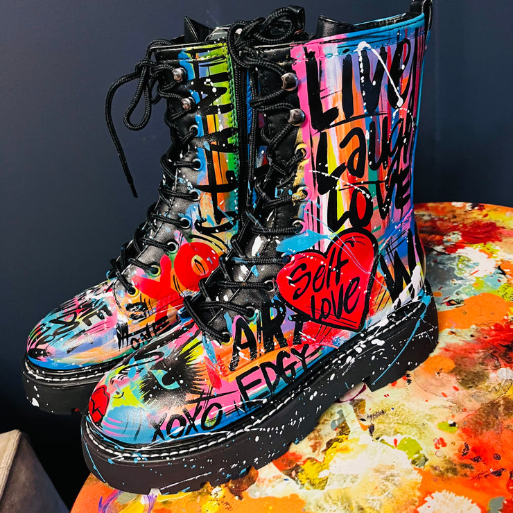 Size 9.5 Colorful Graffiti Boot