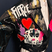 Size 1X (16) CROPPED Fierce Faux Leather Jacket