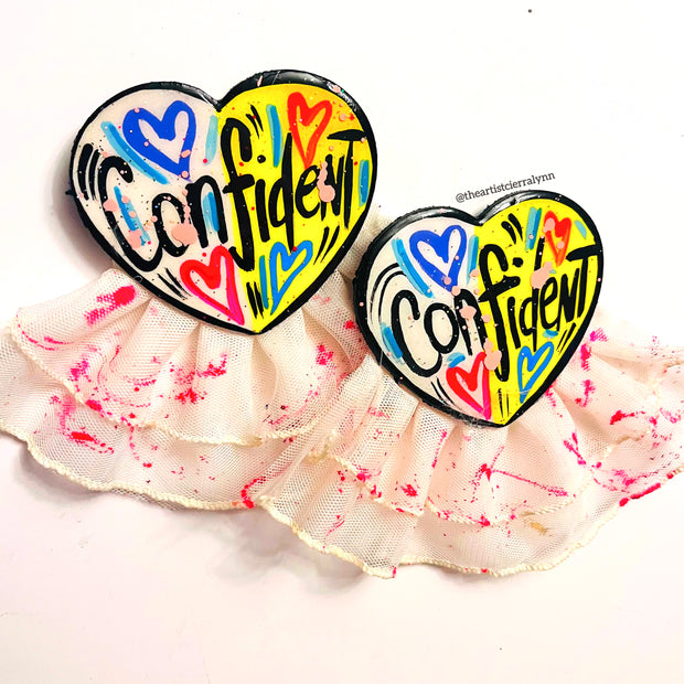 XXL Confident Heart Ruffle  Studs