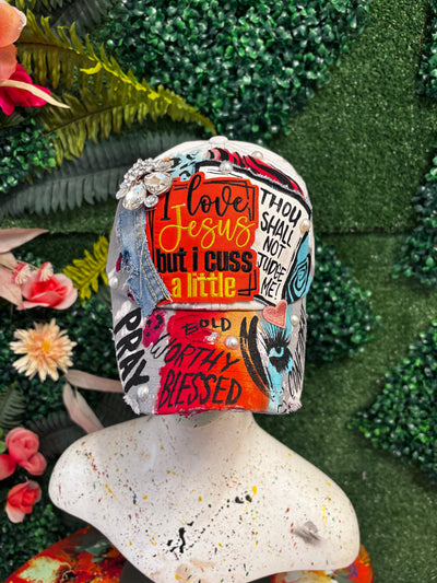 Gray I Love Jesus But I Cuss A Little Hat