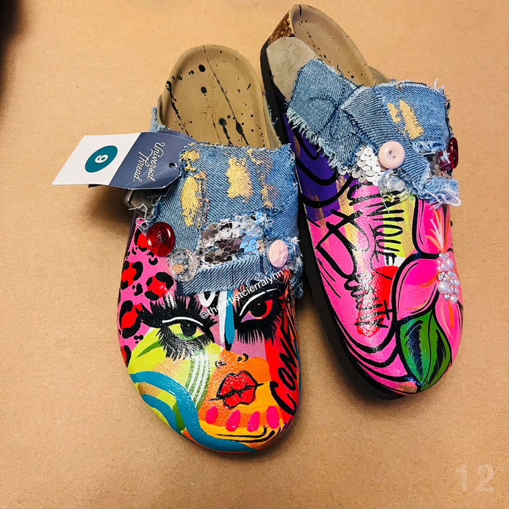 Size 9 Women’s Hand painted Clogs #12