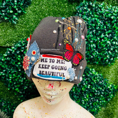 Gray Me To Me: Keep Going Beautiful Beanie-No Lining Inside