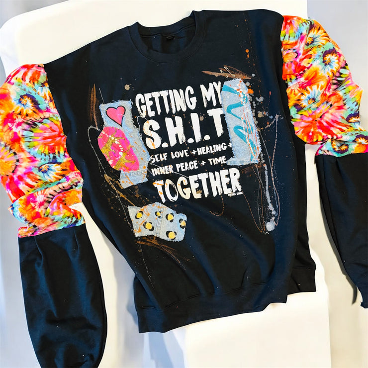 1 of 1 Unisex / Men’s Fit 2X LARGE:  Getting My S.H.I.T Together w/ Tie Dye Print  Puff Sleeves