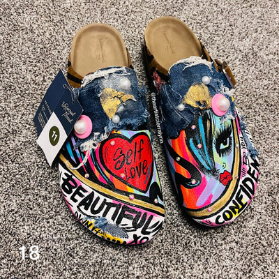 Size 11 Women’s Hand painted Clogs #18