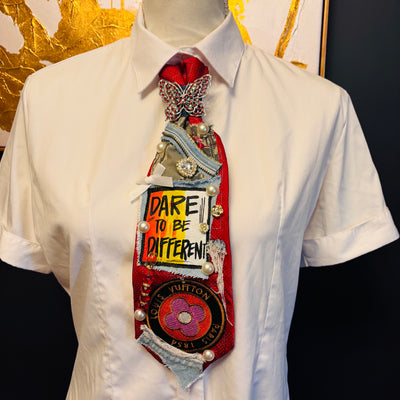 Red Dare To Be Different Upcycled Tie