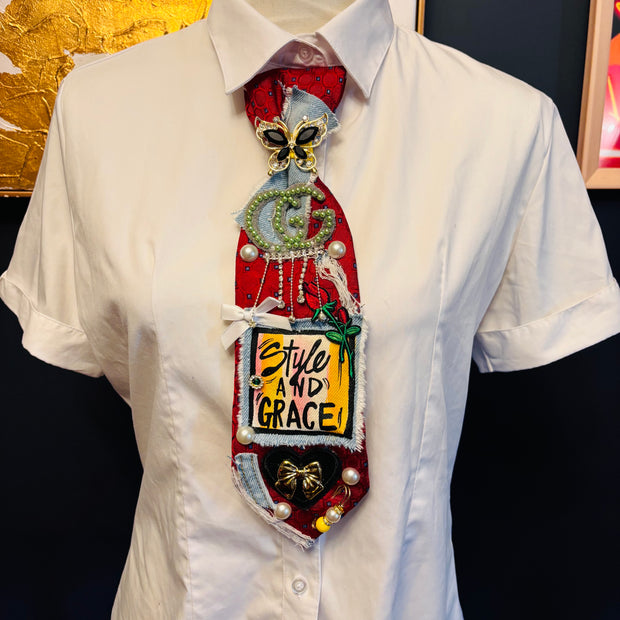 Red Style And Grace Upcycled Tie
