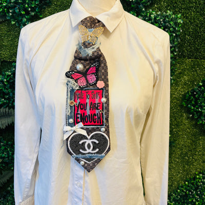 Note To Self, You Are Enough Upcycled Tie