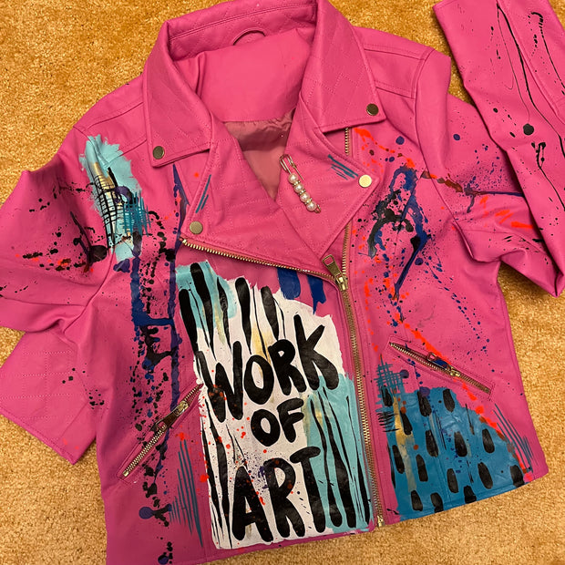 Size XL (Cuts Small Fits Like Large (10-12) —Pink There Is No Competition I’m Me Faux Leather Jacket