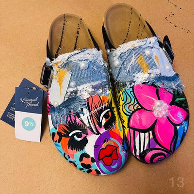 Size 9.5 Women’s Hand painted Clogs #13