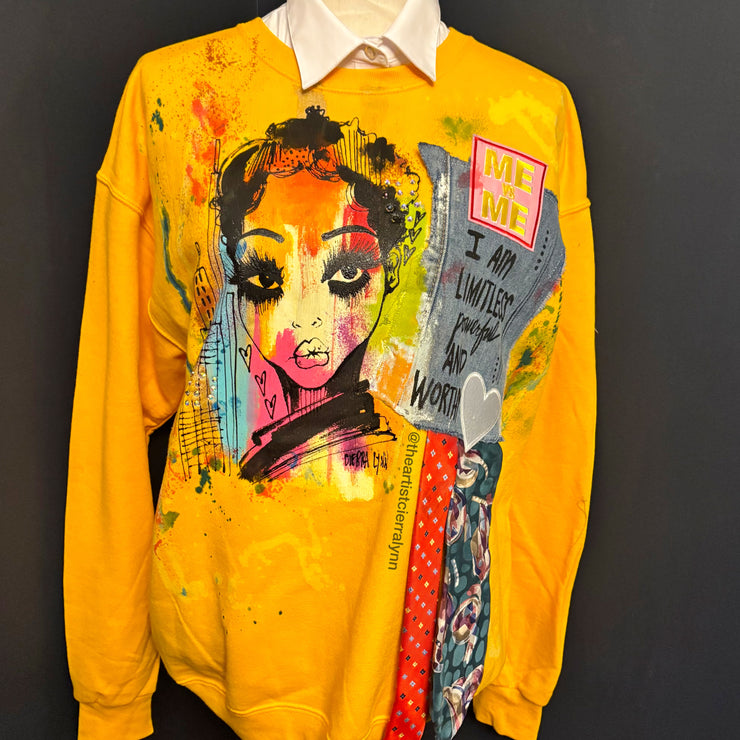 1 of 1 Hand painted - Unisex Fit LARGE-  Me Vs. Me Sweatshirt