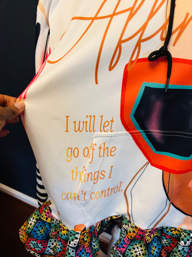 1 of 1  MEN’S  FIT MEDIUM: I Will Let Go Of The Things I Can’t Control Hoodie w/ Trim Detail