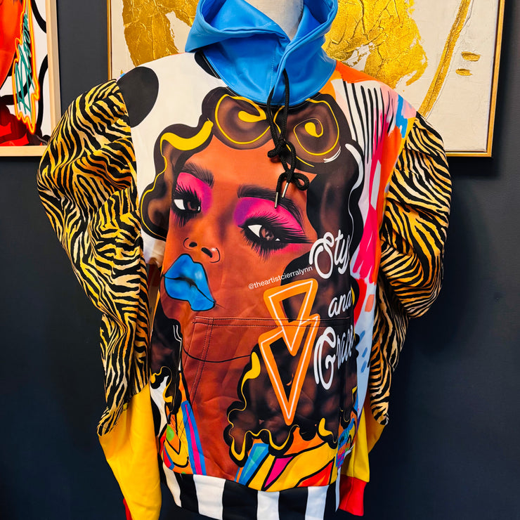 1 of 1  MEN’S  FIT SMALL: Style and Grace Puff Sleeve Hoodie