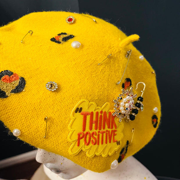 Yellow ‘Think Positive’ Beret