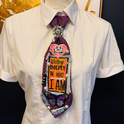 Purple Walking Boldly In Who I Am Upcycled Tie