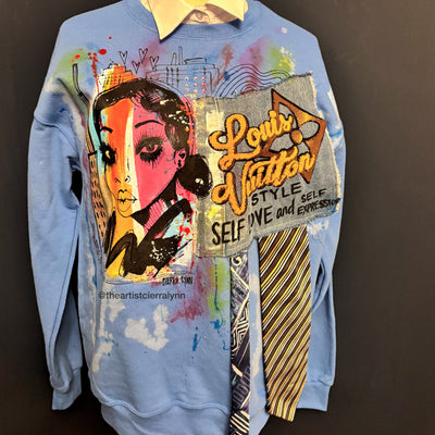 1 of 1 Hand painted - Unisex Fit MEDIUM-  Style, Self Love, Self Expression Sweatshirt