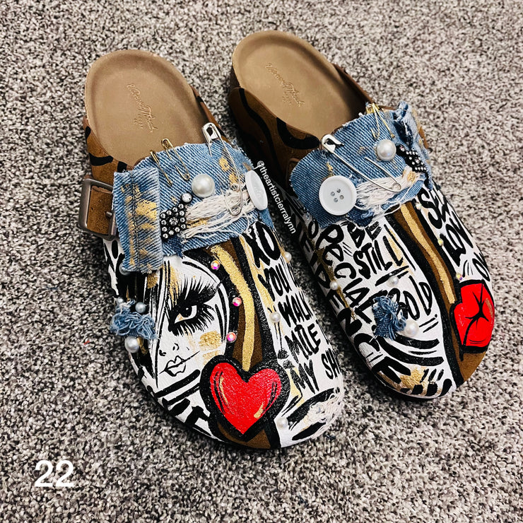 Size 8 Women’s Hand painted Clogs #22