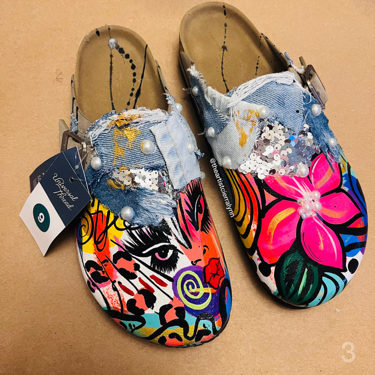 Size 9 Women’s Hand painted Clogs #3