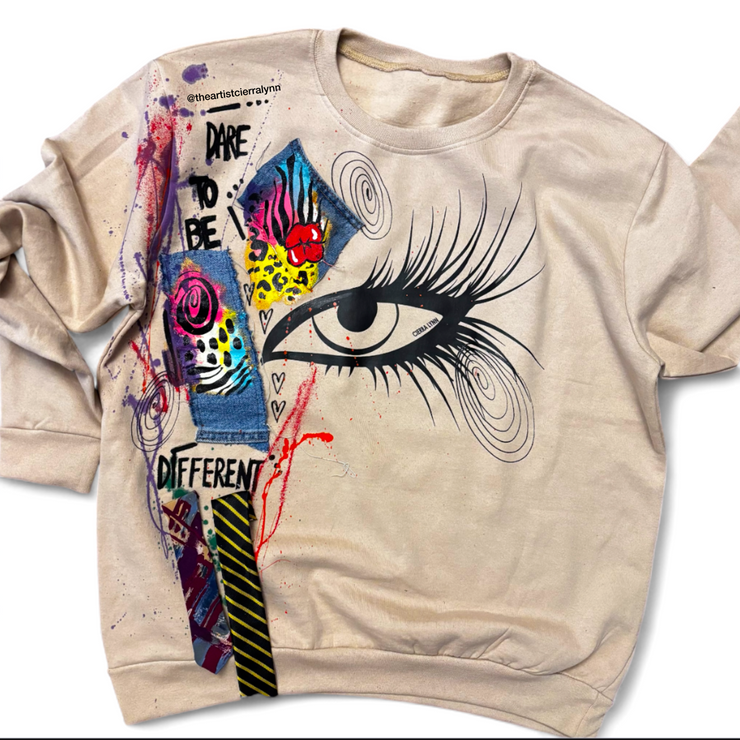 1 of 1 Hand painted - Unisex Fit LARGE- Dare To Be Different Sweatshirt