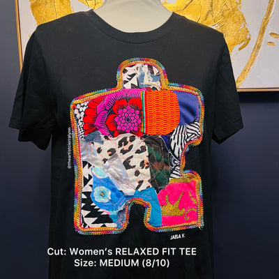 Women’s Relaxed Fit- Black Medium (8/10) Puzzle Piece Tee