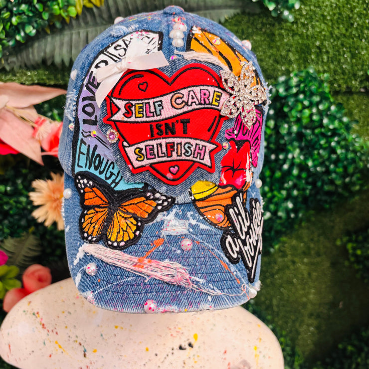 Denim Self Care Isn’t Selfish Dad Cap 1