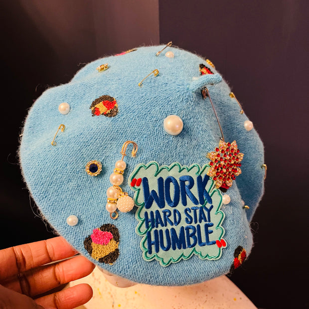 Teal ‘Work Hard Stay Humble’ Beret