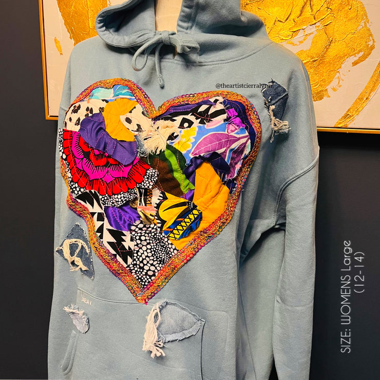 Relaxed Fit Women’s Size  Large- (12-14) Powder Blue  Puzzle Piece Hoodie