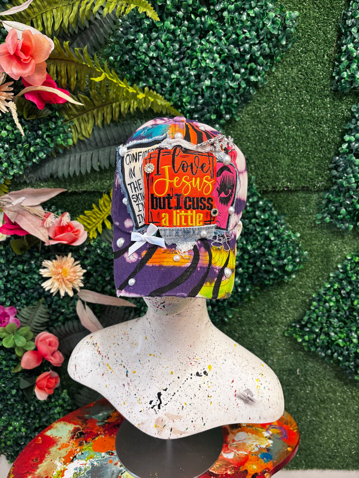 Purple I Love Jesus But I Cuss A Little Hat