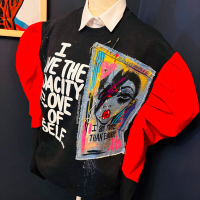 1 of 1 Unisex Fit MEDIUM: I Have The Audacity To Love All Of Myself Sweatshirt w/ Puff Sleeves