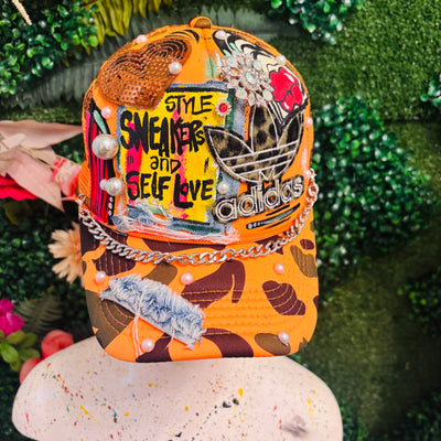 Orange Camo Style, Sneakers and Self Love Trucker  Hat